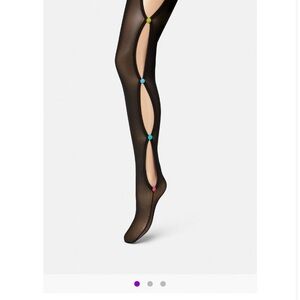 Versace Black Sheer Bodysuit with Blue Accent